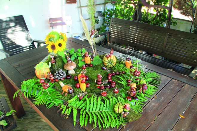 Herbst-Geschöpfe aus Kastanien
